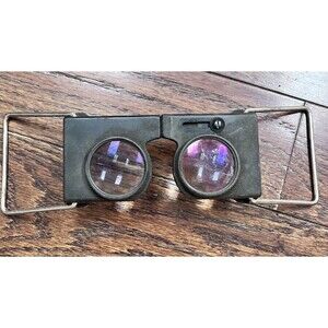 Vtg Folding Aerial Photo Map Stereoscope Magnifying Reader Glasses